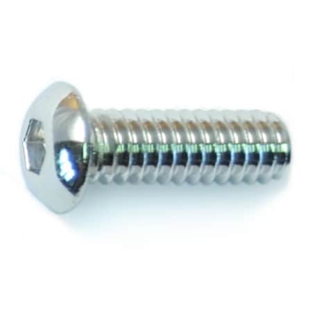 Midwest Fastener 1/4"-20 Socket Head Cap Screw, Button, Polished 18-8 Stainless Steel, 3/4 in Length, 8 PK 33266